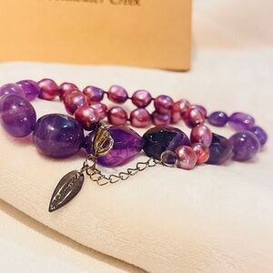 Coldwater Creek Purple and Pink Beaded Bracelet
